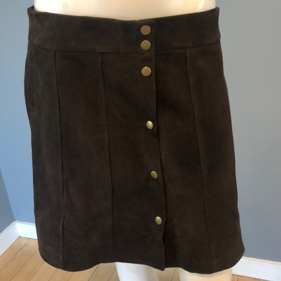 NWOT FRAME Dark  Brown Suede Leather Skirt SZ 29 - Picture 5 of 16
